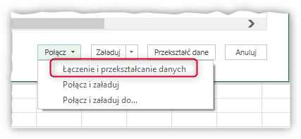 Malinowy Excel Łączenie plików Power Query 365