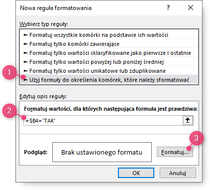 Określanie formuły