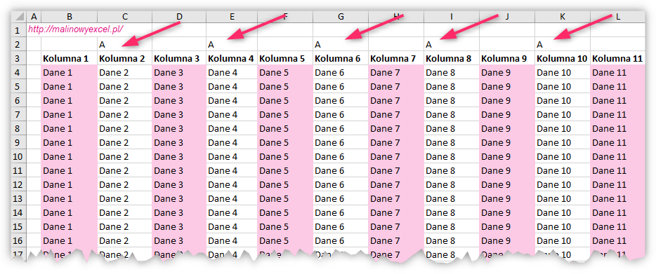 Oznaczone kolumny